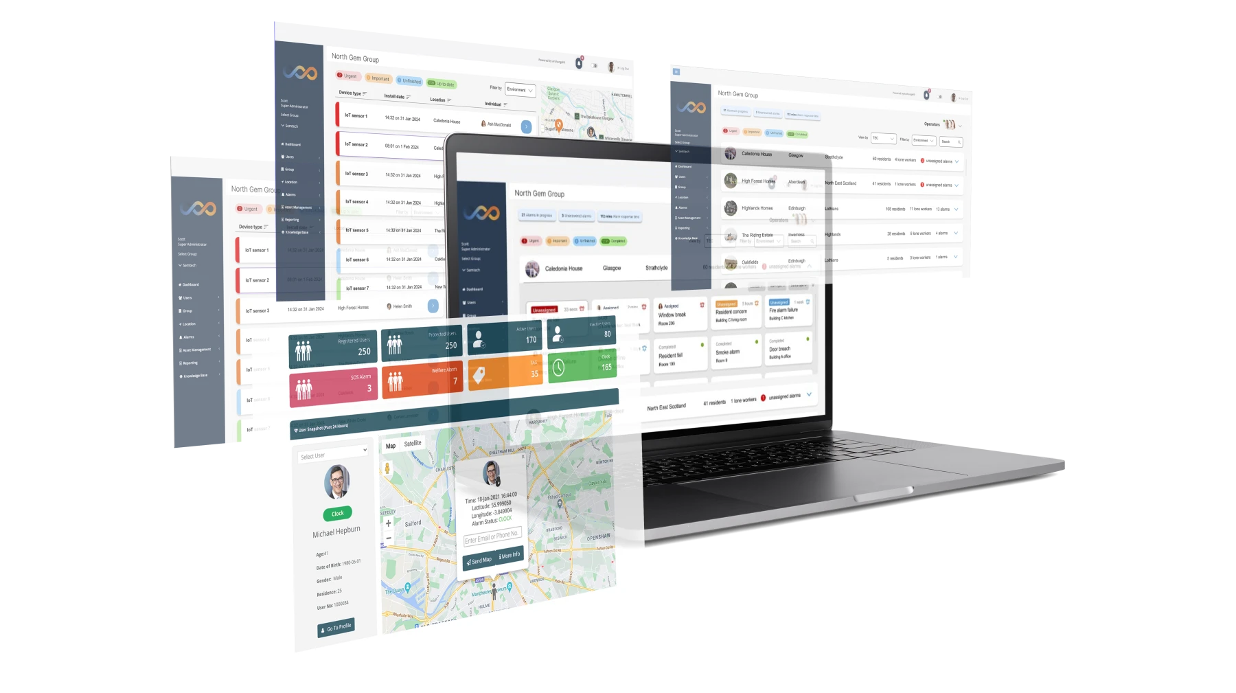 Archangel connected care platform — full dashboard suite