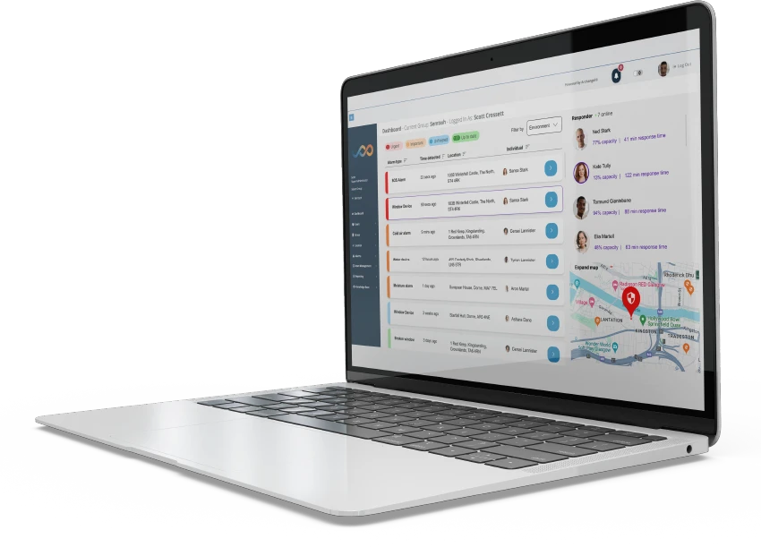 Archangel platform dashboard — real-time care monitoring view